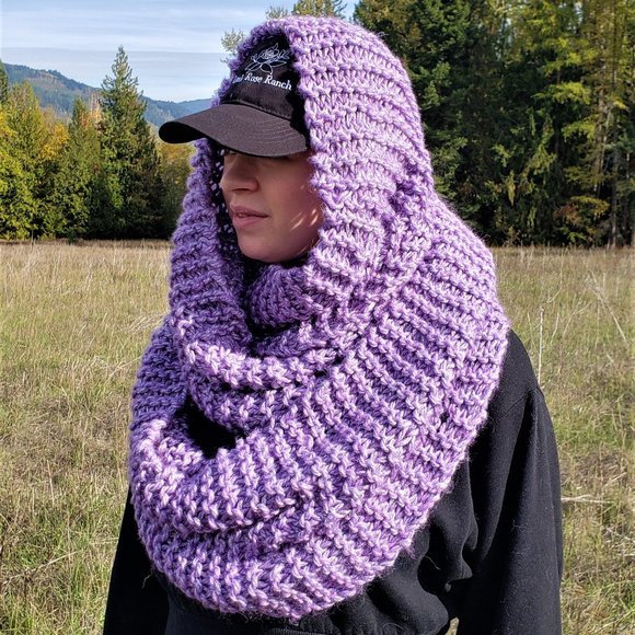 Handmade Knit Infinity Scarf, Lilac & Silver - Picture 3 of 6